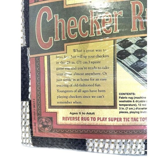 Jumbo 3-in-1 Checker Rug Game – Reversible Fabric Board for Checkers - Picture 4 of 4
